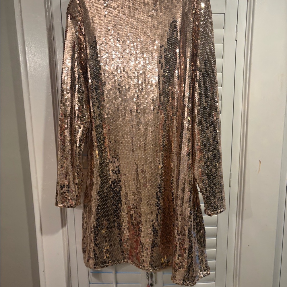 Abercrombie and Fitch Sequin Gold Mini Dress - Picture 3 of 4